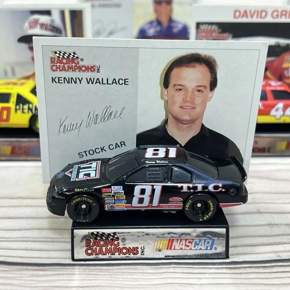 VTG NASCAR Racing Champions 1995 Diecast Race Cars 1/64 Lot of 6 w/Stand & Card